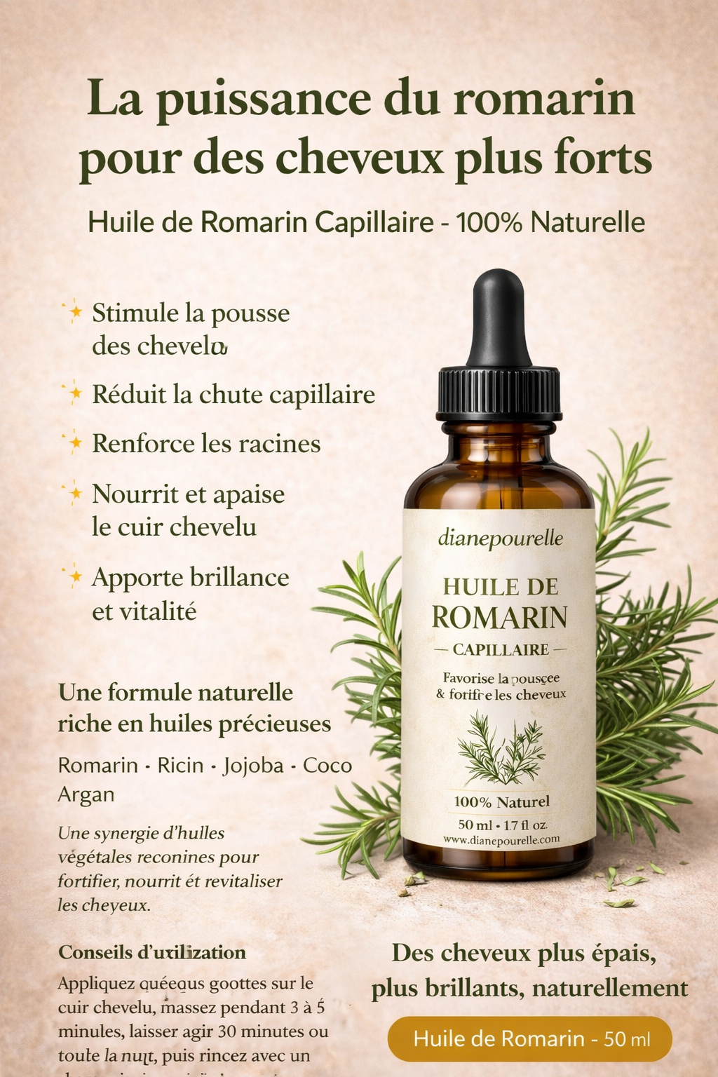 HUILE DE ROMARIN CAPILLAIRE 100%NATUREL